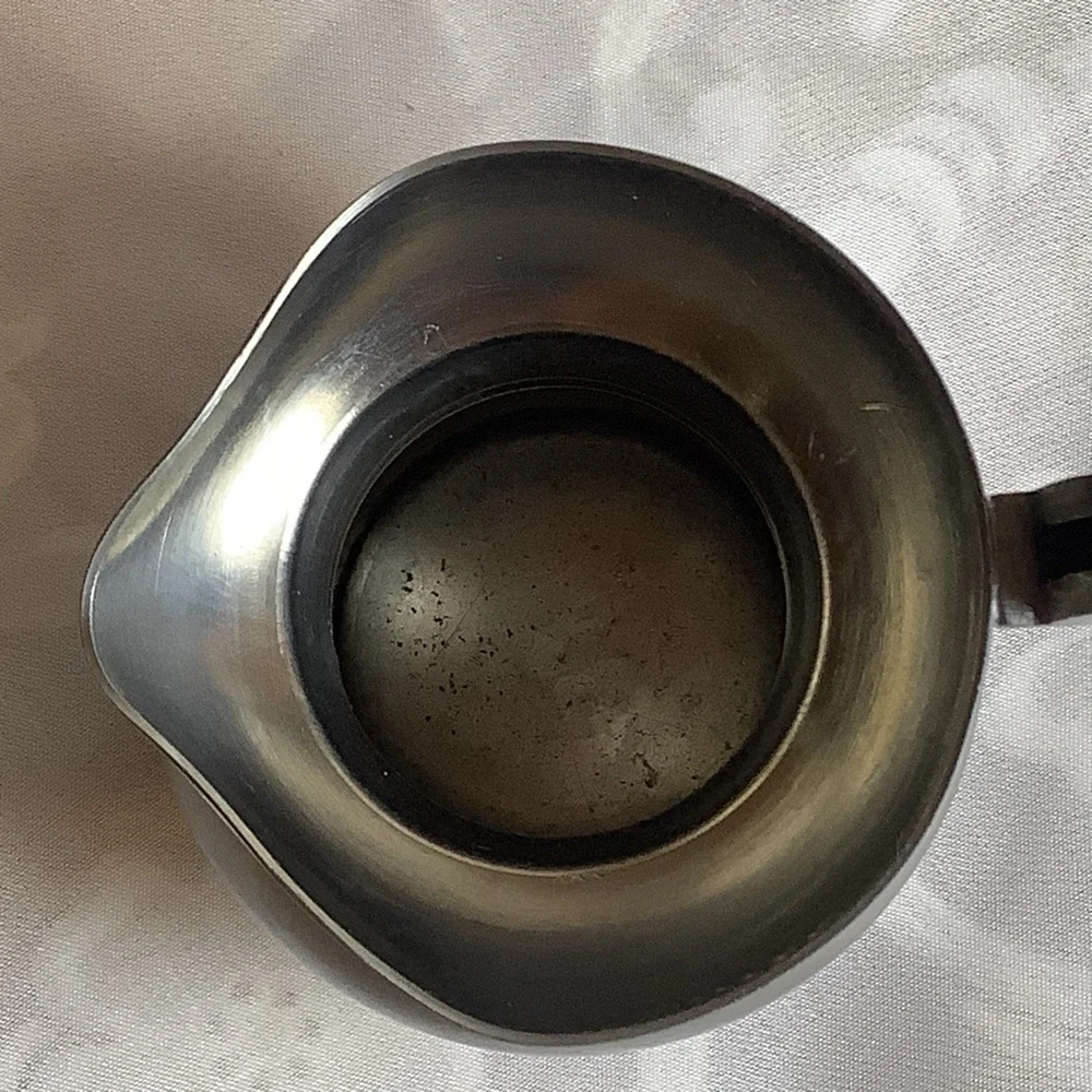 Vintage Italian Pewter 95% Syrup Pitcher With Handle and Lid Double Acorn 4.25